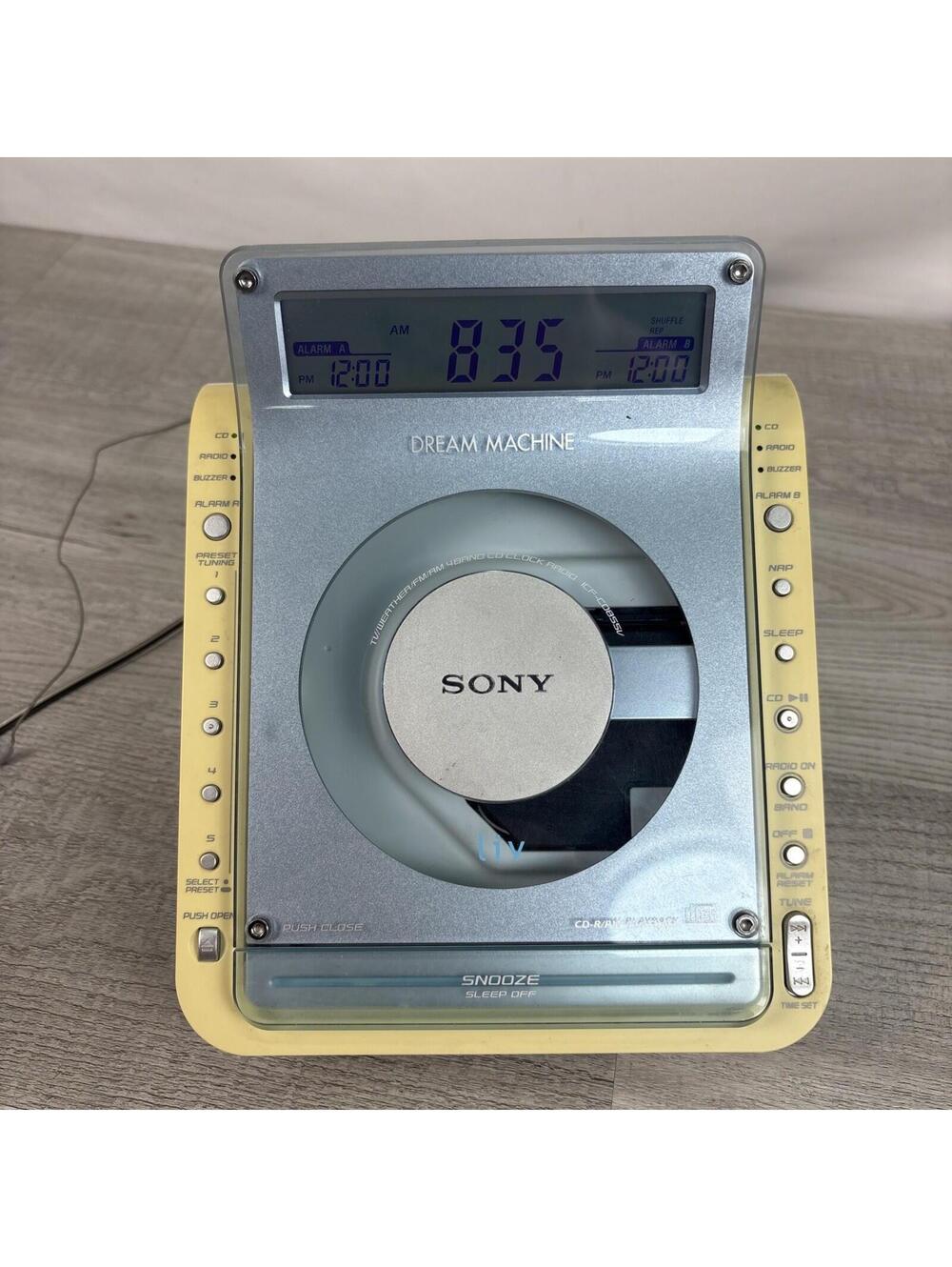 Sony Dream Machine ICF-CD855V Clock Radio + Compact Disc Player Tested GUC